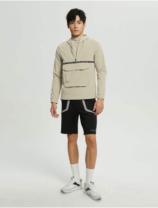 Calvin Klein 22秋冬新款男士时尚LOGO织带拉链半襟套头连帽夹克4MF2O526