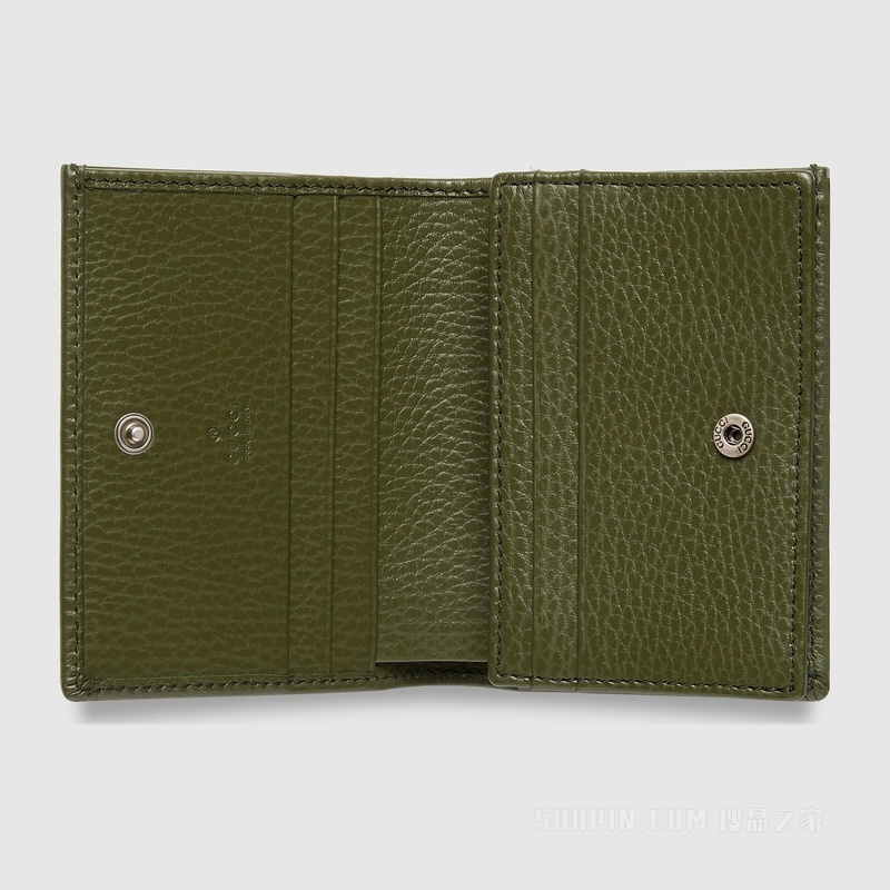 GG Marmont系列卡包 森林绿皮革