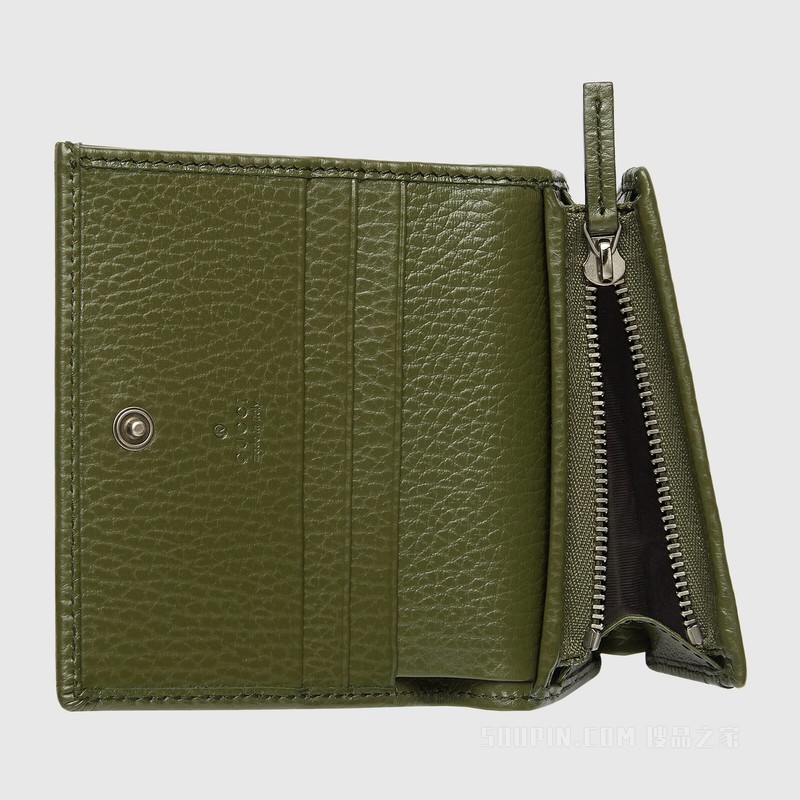 GG Marmont系列卡包 森林绿皮革