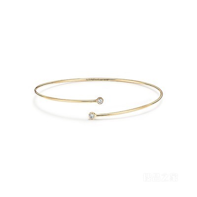 Elsa Peretti® 系列 18K 黄金单行镶钻环形手镯，小号。