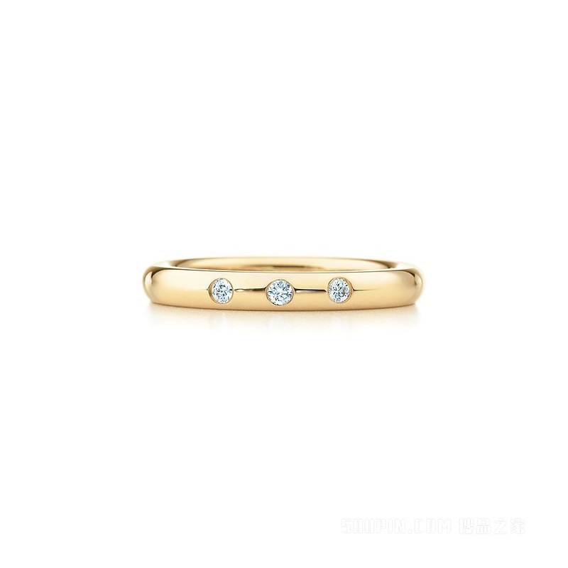 Elsa Peretti® 系列 18K 黄金镶钻层叠戒指。