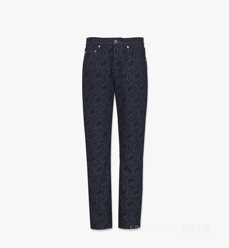 Women’s Cubic Monogram Jacquard Denim Jeans in Sustainable Cotton