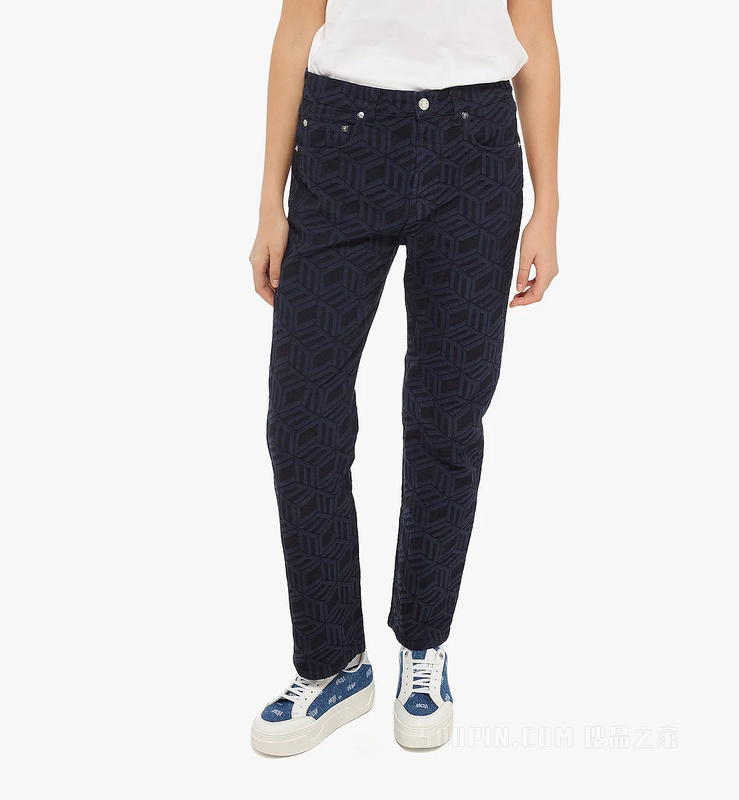 Women’s Cubic Monogram Jacquard Denim Jeans in Sustainable Cotton