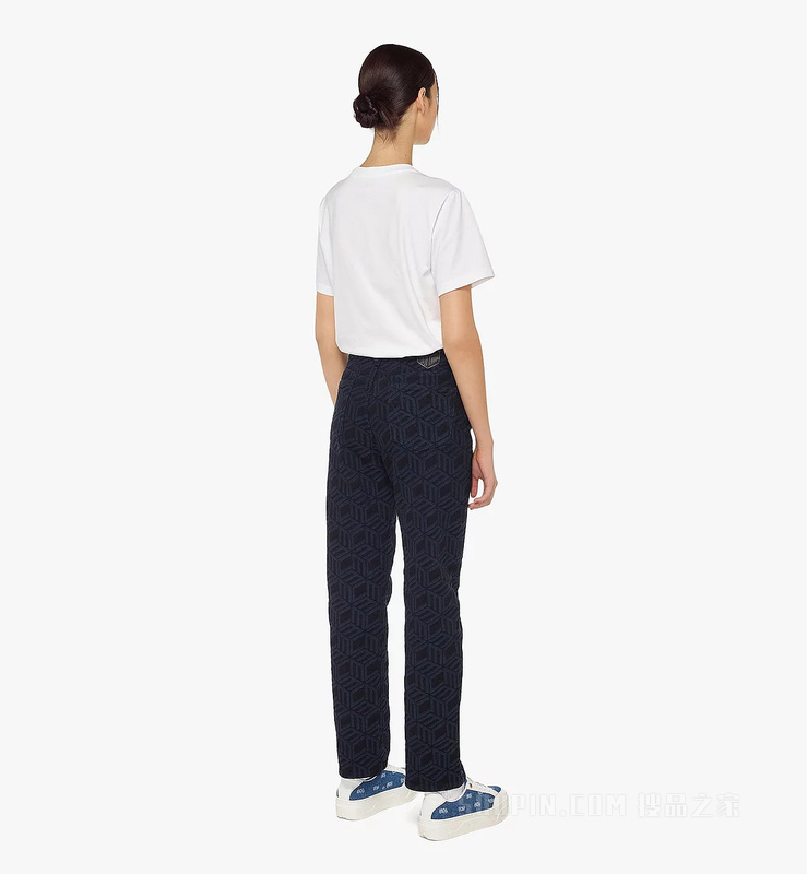 Women’s Cubic Monogram Jacquard Denim Jeans in Sustainable Cotton