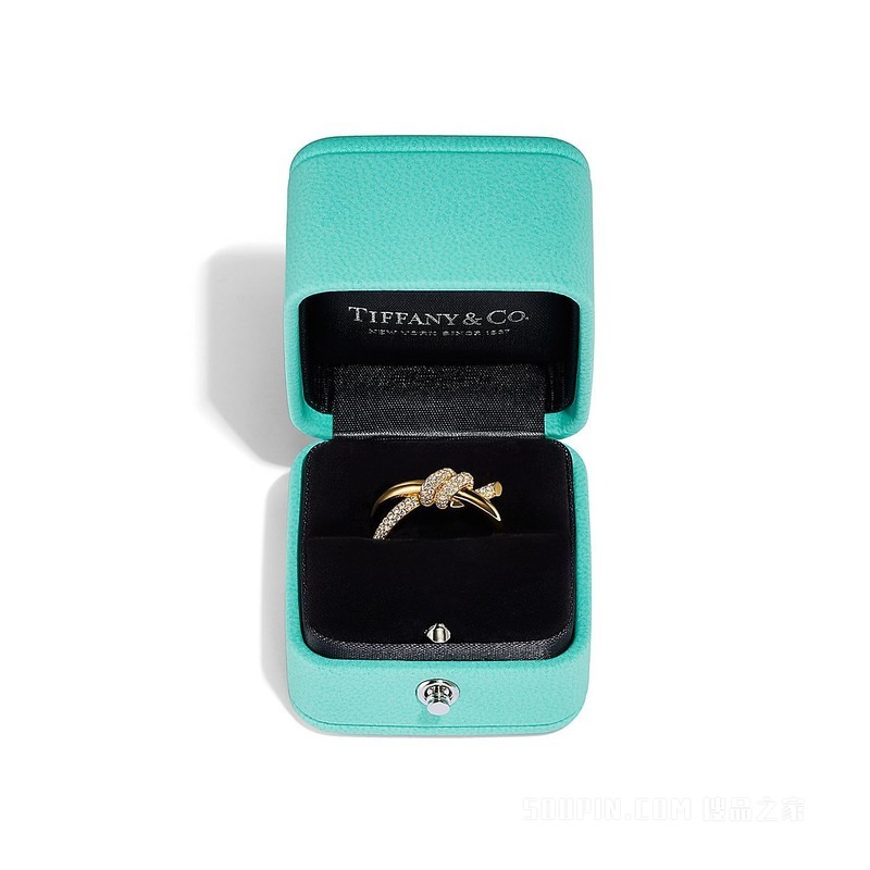 Tiffany Knot 系列 18K 黄金镶钻双行戒指