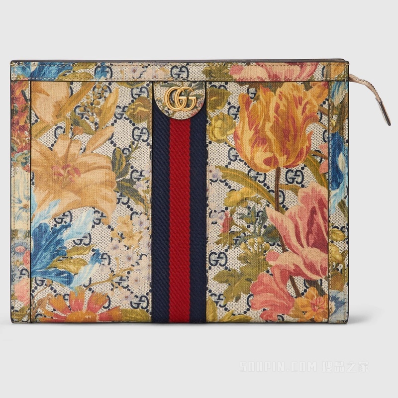 Ophidia系列GG花卉手拿包 多色饰花卉GG Supreme帆布