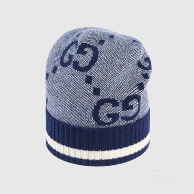 GG山羊绒帽 海军蓝和象牙白