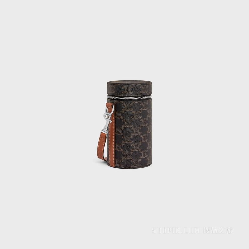 VERTICAL CYLINDER标志印花牛皮革竖款圆筒包 23876