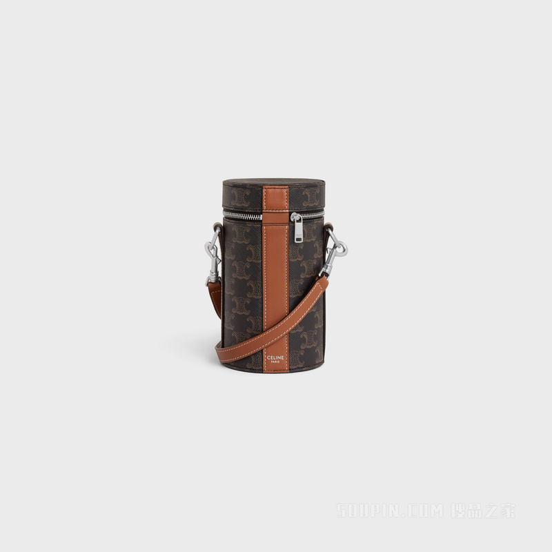 VERTICAL CYLINDER标志印花牛皮革竖款圆筒包 23876