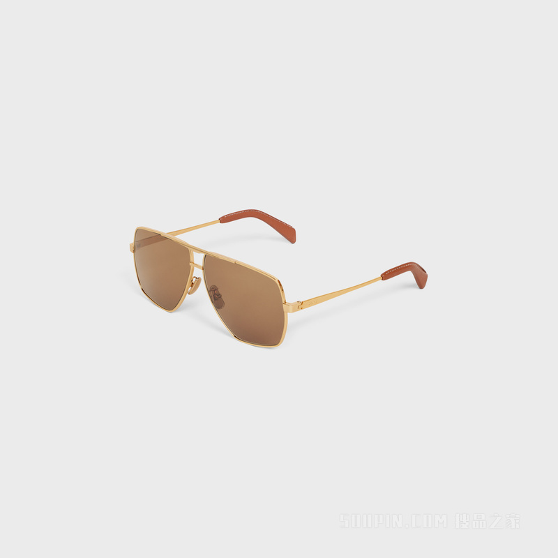 METAL FRAME 25金属和皮革太阳眼镜 24560