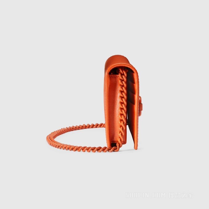 Gucci Horsebit 1955系列饰链带钱包 橙色皮革