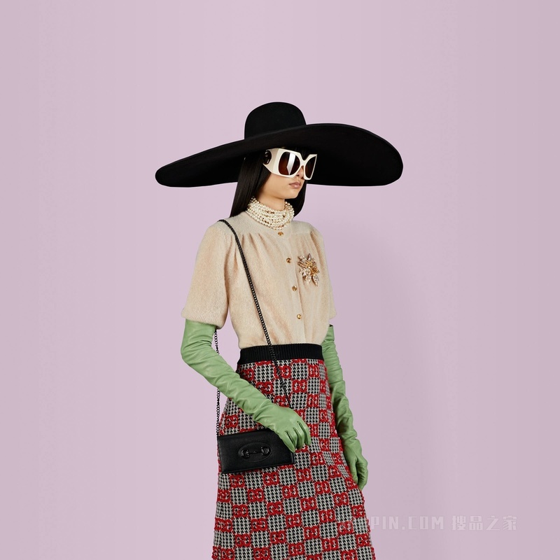 Gucci Horsebit 1955系列饰链带钱包 黑色皮革
