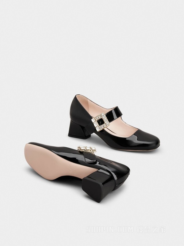 Très Vivier 钻扣高跟鞋 黑色