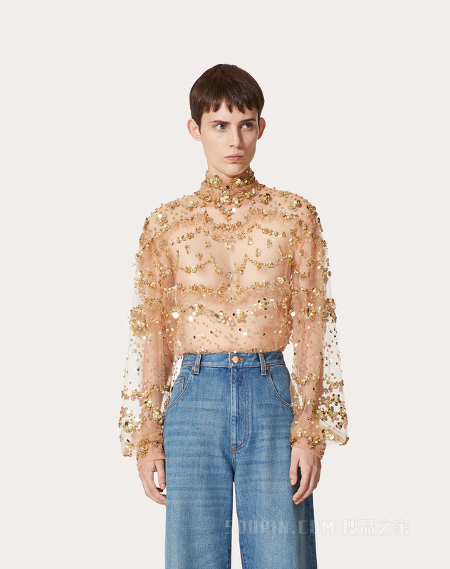TULLE ILLUSIONE刺绣上衣
