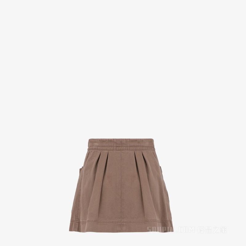半身裙 棕色粗斜纹布半身裙