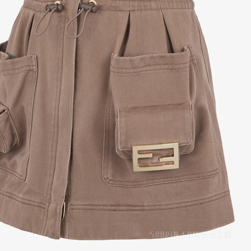 半身裙 棕色粗斜纹布半身裙