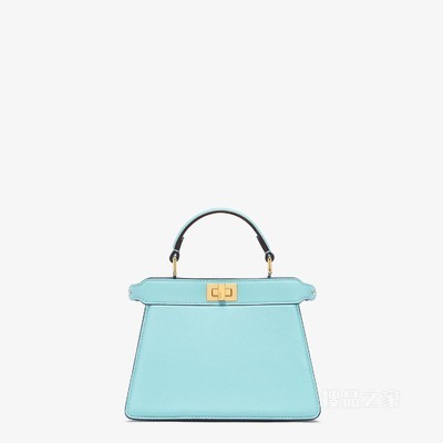 Peekaboo ISeeU Petite 绿松石色带夹层纳帕皮革手袋