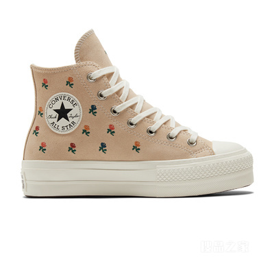 【女子】All Star Lift女刺绣厚底鞋 女款 卡其色