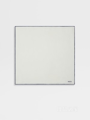 午夜蓝棉及桑蚕丝印花口袋巾