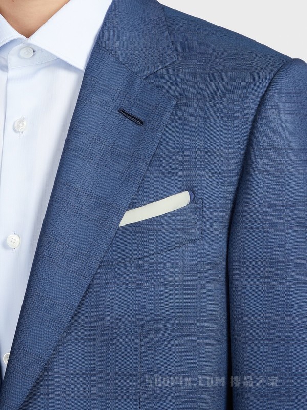 午夜蓝棉及桑蚕丝印花口袋巾