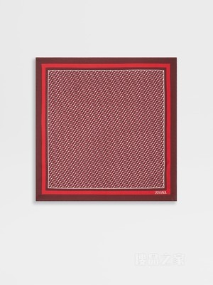 红色桑蚕丝印花口袋巾