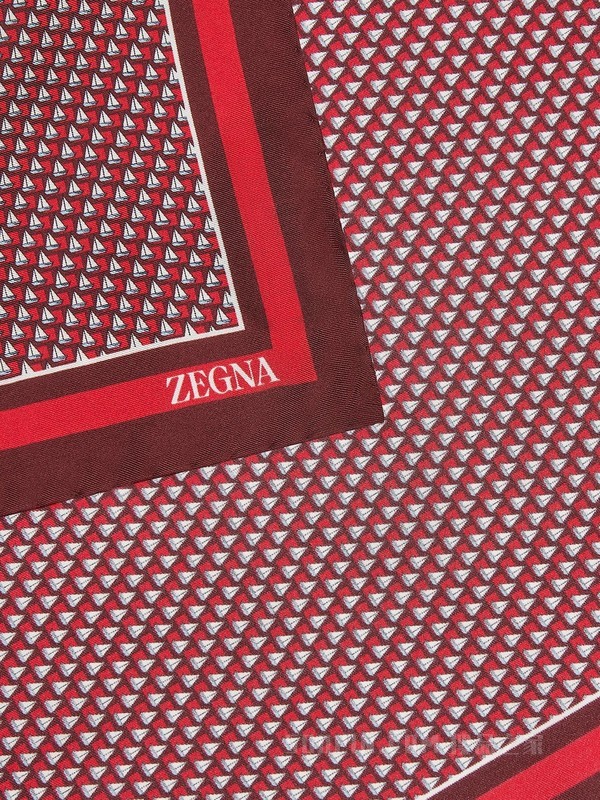 红色桑蚕丝印花口袋巾