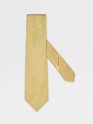 黄色杰尼亚标识天然桑蚕丝领带