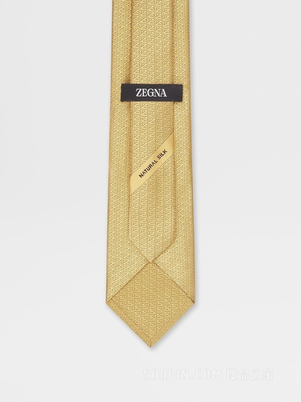 黄色杰尼亚标识天然桑蚕丝领带