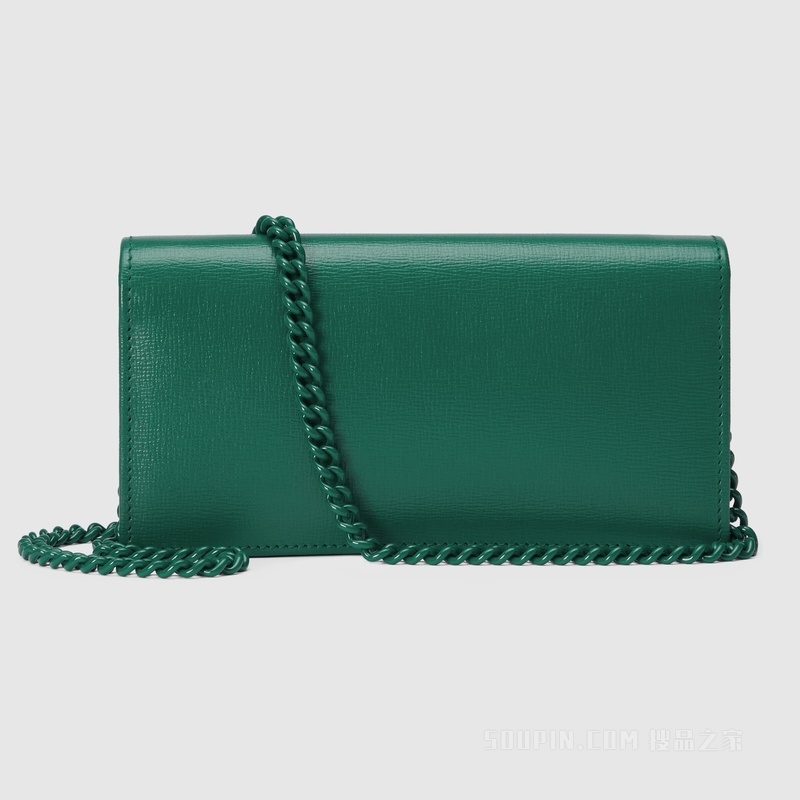 Gucci Horsebit 1955系列饰链带钱包 深绿色皮革