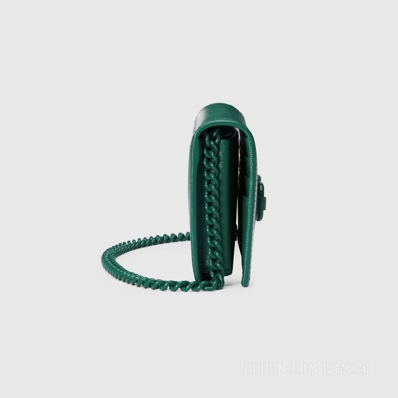 Gucci Horsebit 1955系列饰链带钱包 深绿色皮革