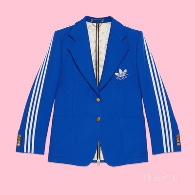 adidas x Gucci联名系列顺滑粗斜纹布夹克 宝蓝色