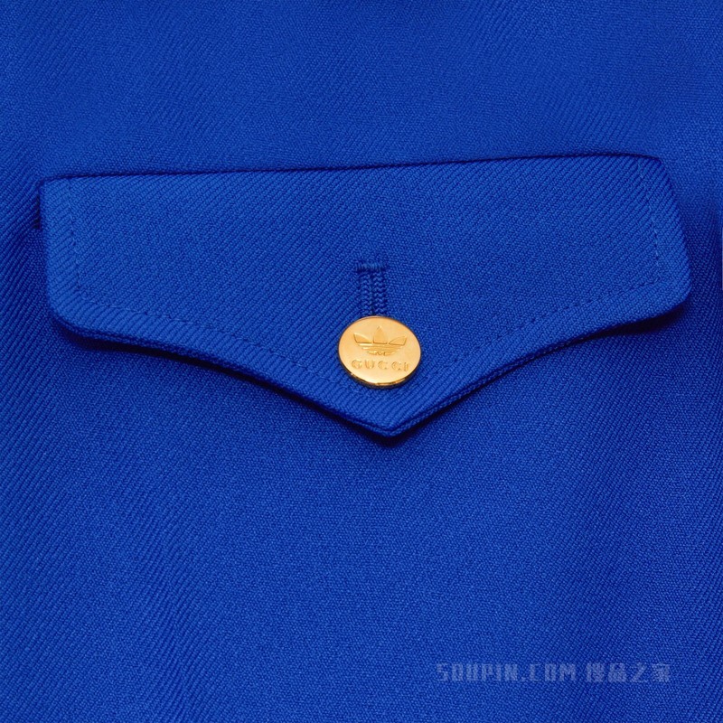 adidas x Gucci联名系列顺滑粗斜纹布长裤 宝蓝色