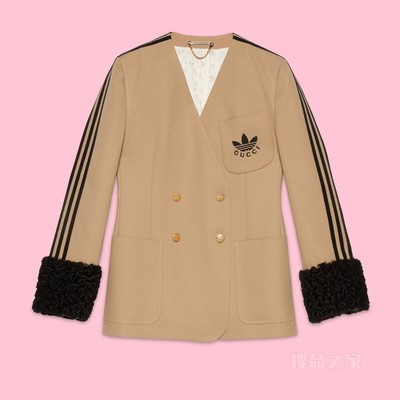 adidas x Gucci联名系列顺滑粗斜纹布夹克 米色