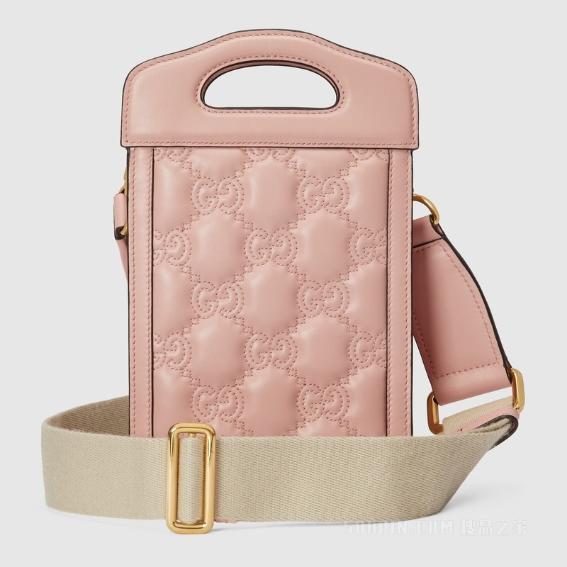GG Matelassé迷你手提包 浅粉色皮革