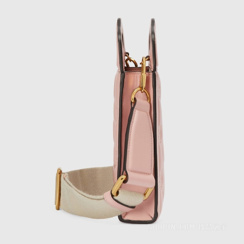 GG Matelassé迷你手提包 浅粉色皮革