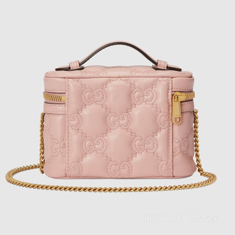 GG Matelassé迷你手提包 浅粉色皮革