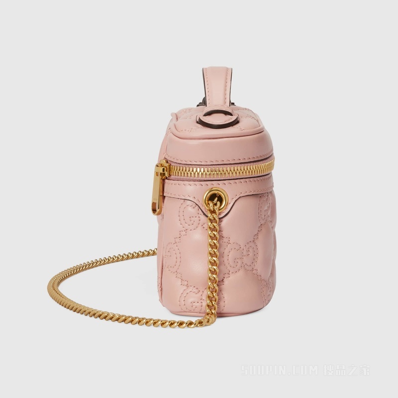 GG Matelassé迷你手提包 浅粉色皮革