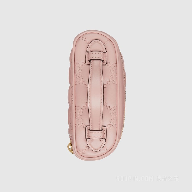 GG Matelassé迷你手提包 浅粉色皮革