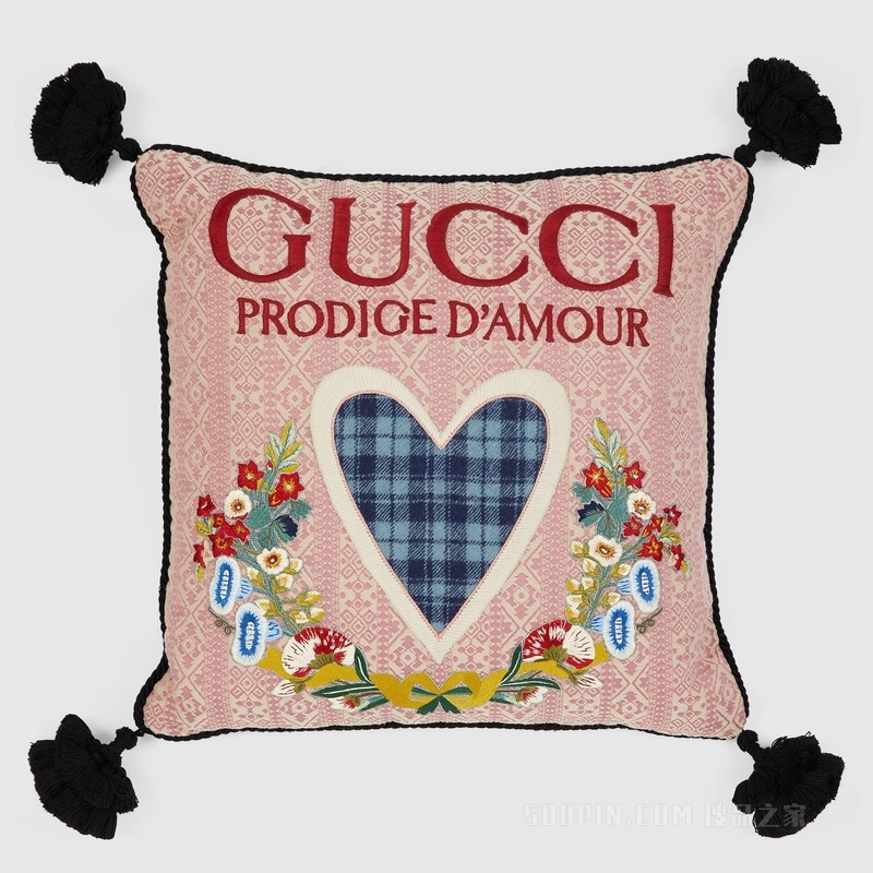 Gucci Prodige D'Amour羊毛靠垫 粉色