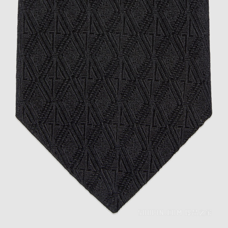 几何G真丝提花领带 黑色