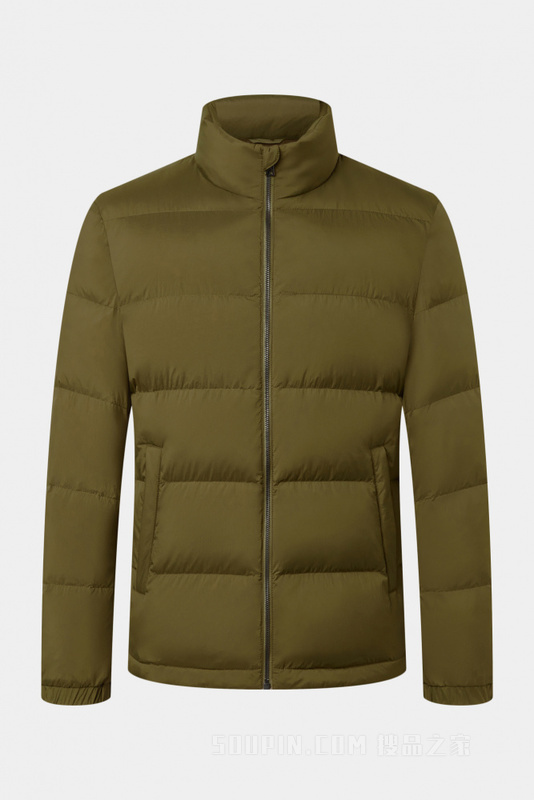 胡桃色立领羽绒服