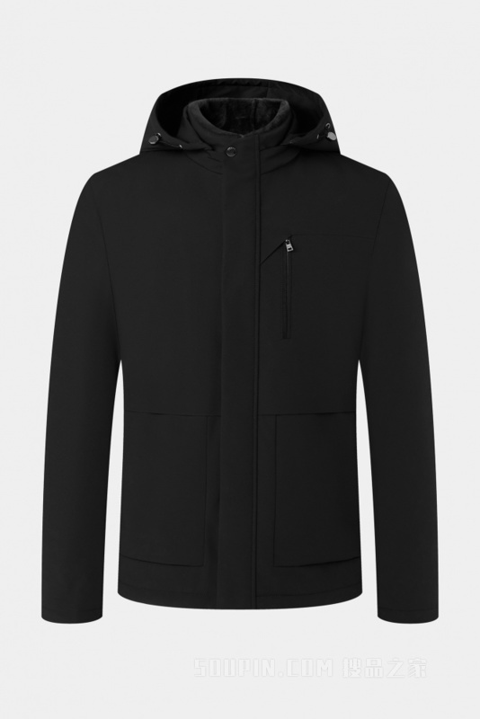 毛皮领装饰羽绒服