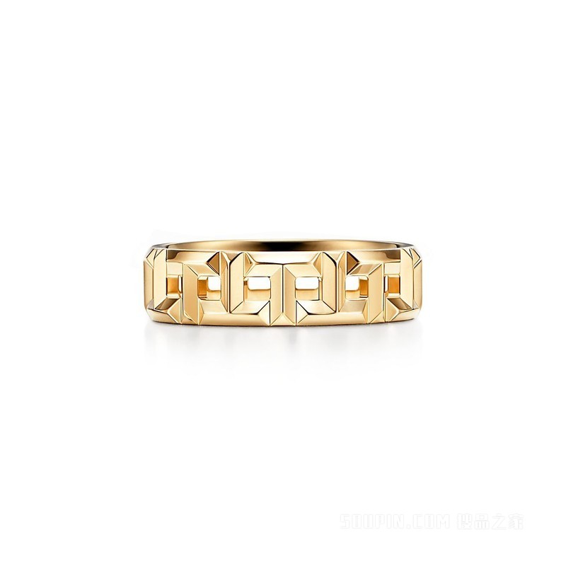 Tiffany T 系列 18K 黄金 True 宽式戒指，5.5 毫米宽。