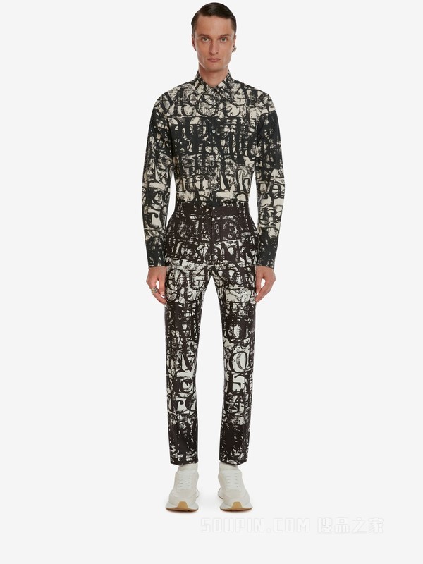 McQueen Logo Stamp烟管裤