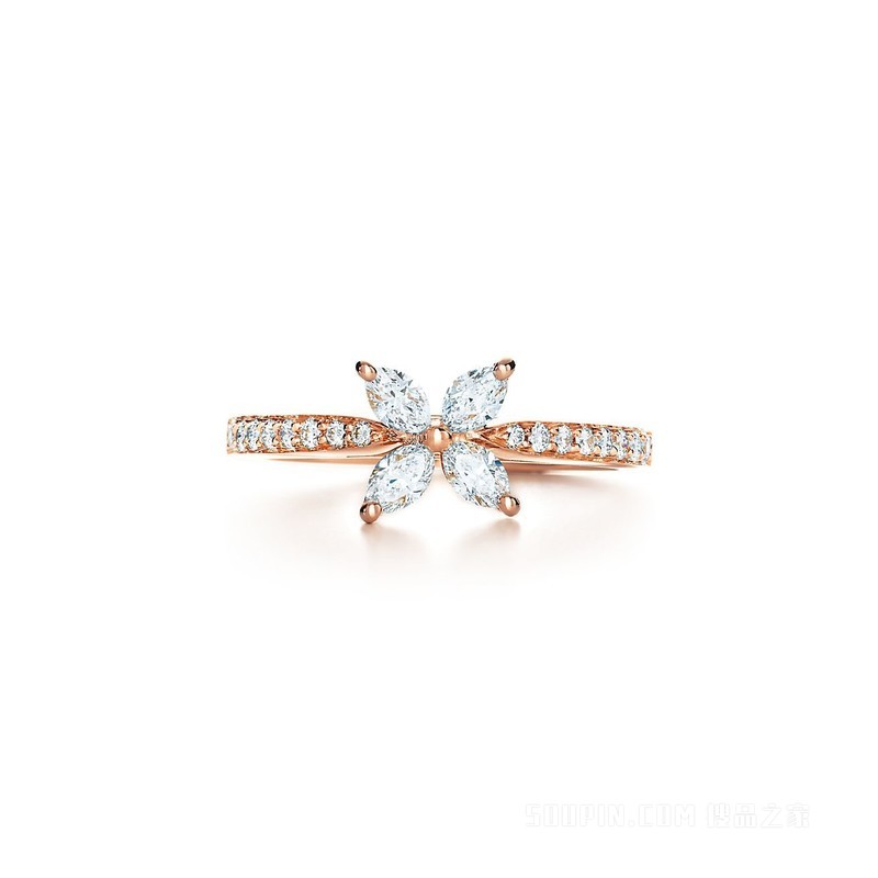 Tiffany Victoria™ 系列 18K 玫瑰金钻戒。