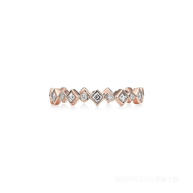Tiffany Jazz™ 系列 18K 玫瑰金镶钻戒指。
