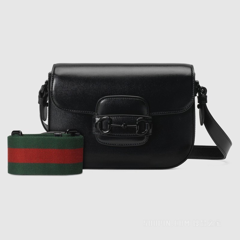 Gucci Horsebit 1955系列小号肩背包 黑色皮革