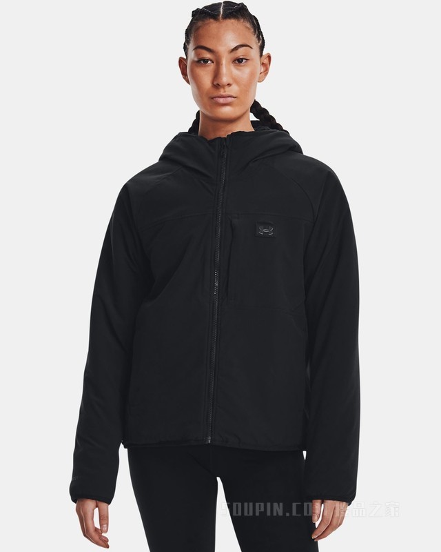 女士UA Latitude Sherpa全拉链连帽上衣