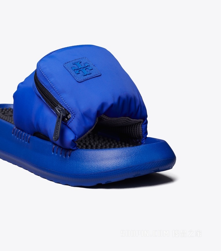 口袋装饰运动拖鞋 鹦鹉蓝/深邃海军蓝