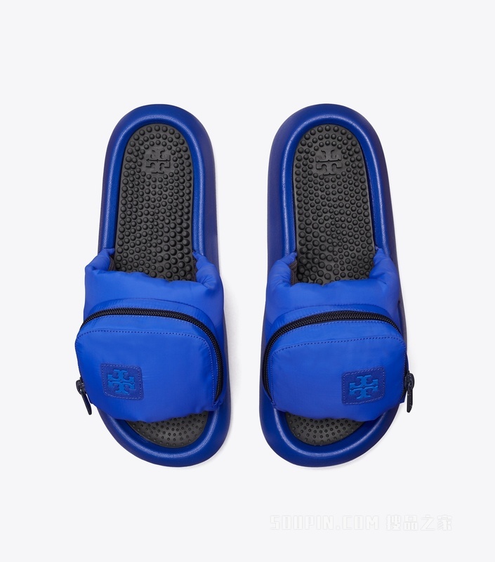 口袋装饰运动拖鞋 鹦鹉蓝/深邃海军蓝
